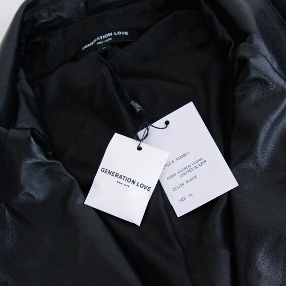 Generation Love New York Hudson Vegan Leather Black Single Button Blazer Xl - Picture 11 of 13